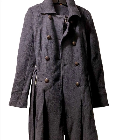 Free People Jackets & Blazers - 🆕 Free People Wool Peplum Military Pea Coat Charcoal Size 2 NWT ❤️THE LINING🥰